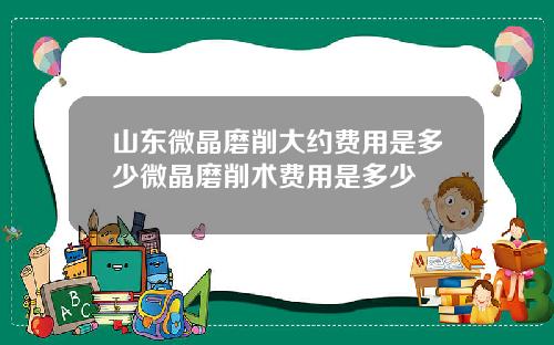 山东微晶磨削大约费用是多少微晶磨削术费用是多少