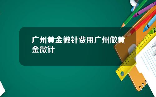 广州黄金微针费用广州做黄金微针