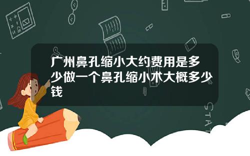 广州鼻孔缩小大约费用是多少做一个鼻孔缩小术大概多少钱