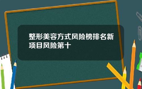 整形美容方式风险榜排名新项目风险第十