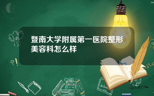 暨南大学附属第一医院整形美容科怎么样