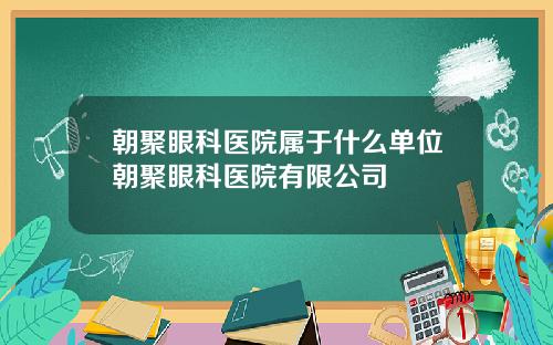 朝聚眼科医院属于什么单位朝聚眼科医院有限公司