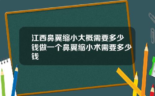 江西鼻翼缩小大概需要多少钱做一个鼻翼缩小术需要多少钱