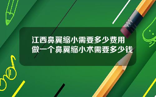 江西鼻翼缩小需要多少费用做一个鼻翼缩小术需要多少钱