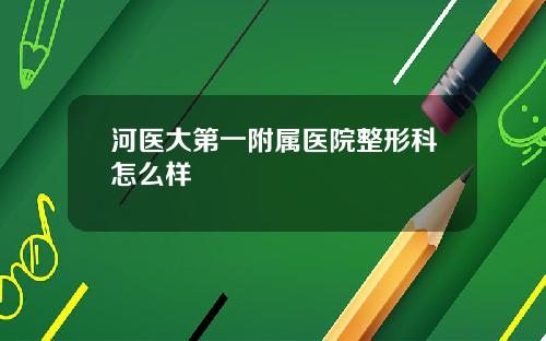 河医大第一附属医院整形科怎么样