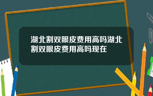 湖北割双眼皮费用高吗湖北割双眼皮费用高吗现在