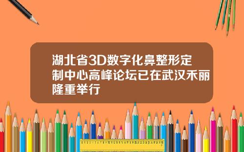 湖北省3D数字化鼻整形定制中心高峰论坛已在武汉禾丽隆重举行