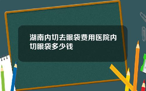 湖南内切去眼袋费用医院内切眼袋多少钱
