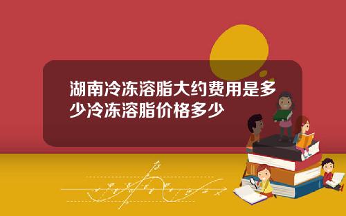 湖南冷冻溶脂大约费用是多少冷冻溶脂价格多少