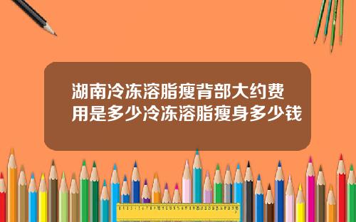 湖南冷冻溶脂瘦背部大约费用是多少冷冻溶脂瘦身多少钱