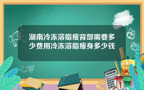 湖南冷冻溶脂瘦背部需要多少费用冷冻溶脂瘦身多少钱