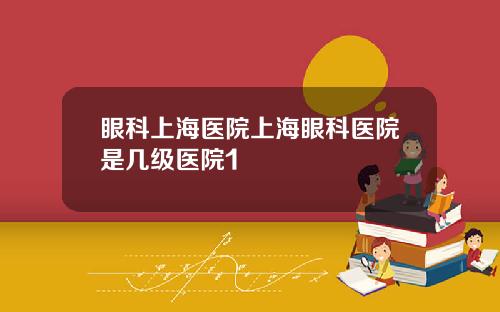 眼科上海医院上海眼科医院是几级医院1
