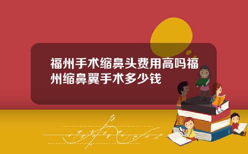 福州手术缩鼻头费用高吗福州缩鼻翼手术多少钱
