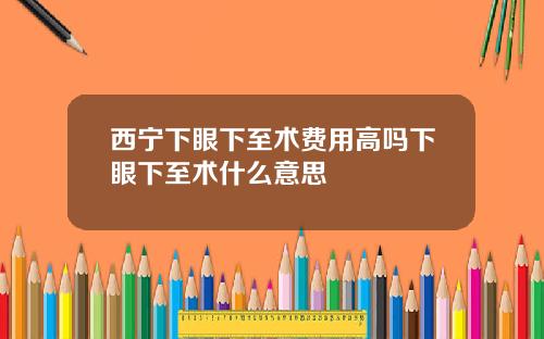西宁下眼下至术费用高吗下眼下至术什么意思