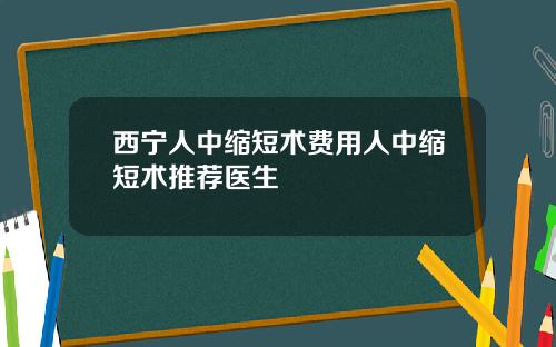 西宁人中缩短术费用人中缩短术推荐医生