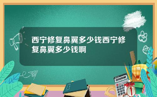 西宁修复鼻翼多少钱西宁修复鼻翼多少钱啊