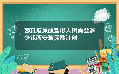 西安玻尿酸塑形大概需要多少钱西安玻尿酸注射
