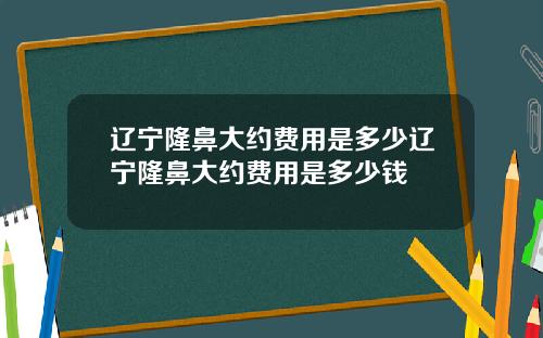 辽宁隆鼻大约费用是多少辽宁隆鼻大约费用是多少钱