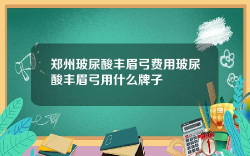 郑州玻尿酸丰眉弓费用玻尿酸丰眉弓用什么牌子